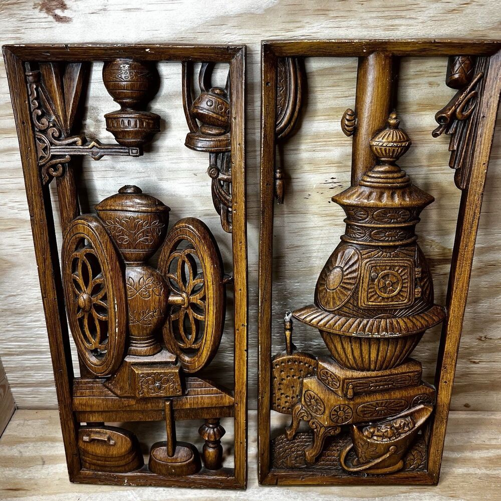 Vintage Home Burwood Framed Pot Belly Stove & Coffee Grinder Wall Decor